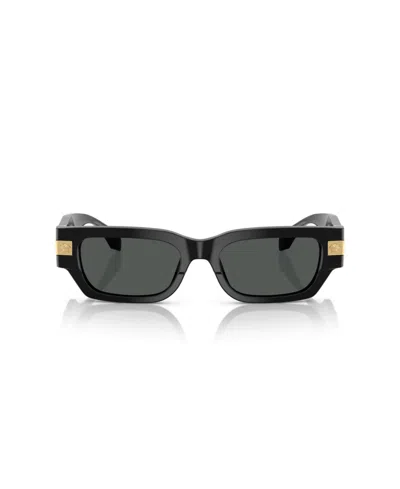 Versace 53mm Plaque Rectangular Sunglasses In Black