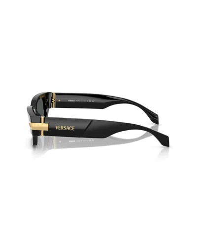 Versace 53mm Plaque Rectangular Sunglasses In Black