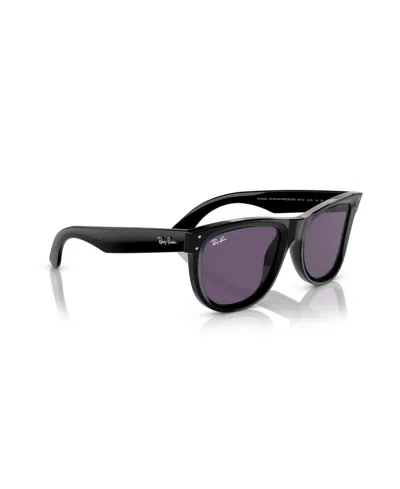 Ray Ban Wayfarer Reverse Sunglasses Black Frame Violet Lenses 53-20