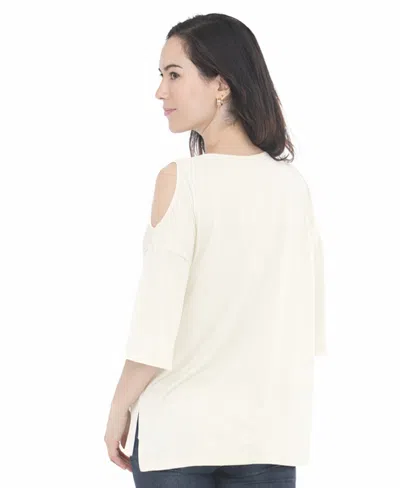 White Mark Women's Casual Cold Shoulder Pullover Top In White
