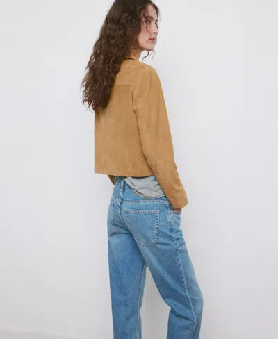 Mango Suede Jacket In Brown