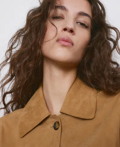 Mango Suede Jacket In Brown