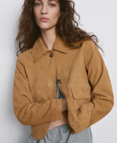 Mango Suede Jacket In Brown