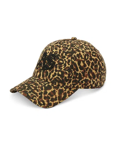 Allsaints Casey Leopard Print Baseball Cap In Brown