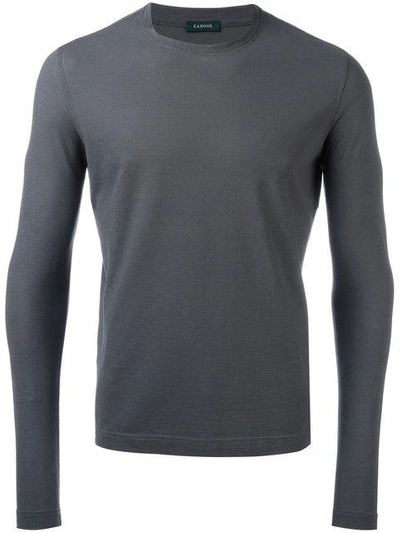 Shop Zanone Round Neck T-shirt In Grey