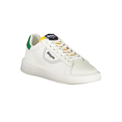Blauer White Leather Men Sneaker In White