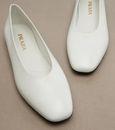 Prada Leather Ballet Flats In Multi