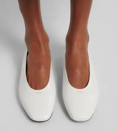 Prada Leather Ballet Flats In Multi