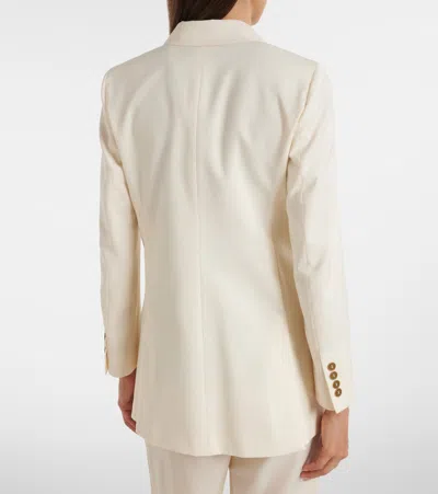 Max Mara Double-breasted Virgin Wool Blazer In White