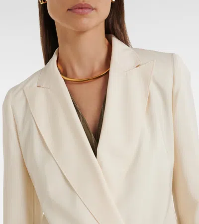 Max Mara Double-breasted Virgin Wool Blazer In White