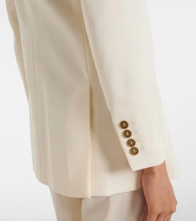 Max Mara Double-breasted Virgin Wool Blazer In White
