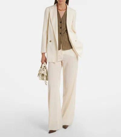 Max Mara Double-breasted Virgin Wool Blazer In White