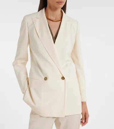 Max Mara Double-breasted Virgin Wool Blazer In White