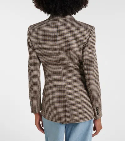 Max Mara Houndstooth Double-breasted Blazer In Brown