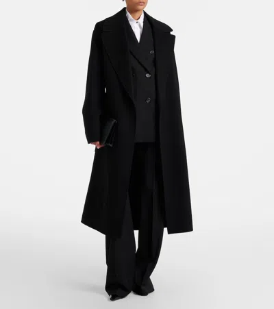 Sportmax Cappotto Zannata Oversize In Double Di Lana In Black