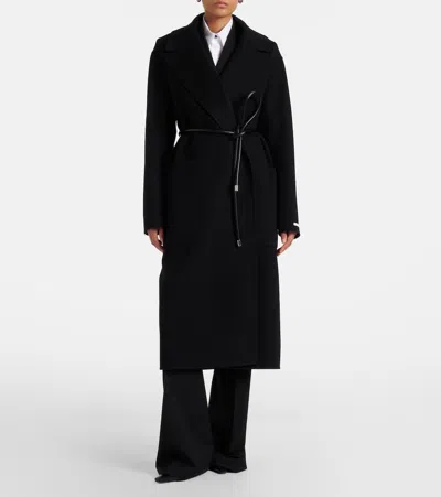 Sportmax Cappotto Zannata Oversize In Double Di Lana In Black