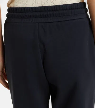 Moncler Logo Cotton Blend Fleece Sweatpants In Black