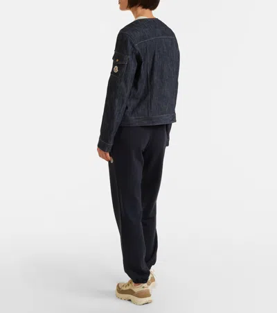 Moncler Logo Cotton Blend Fleece Sweatpants In Black