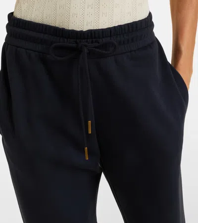Moncler Logo Cotton Blend Fleece Sweatpants In Black