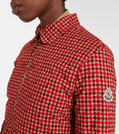 Moncler Lanset Packable Short Down Shirt Jacket In Red