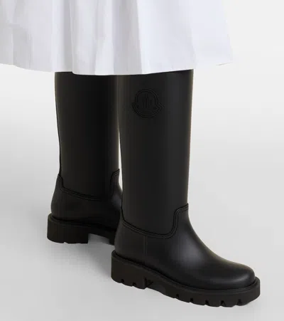 Moncler Rubber Kickstream Boots With Drawstring In Black