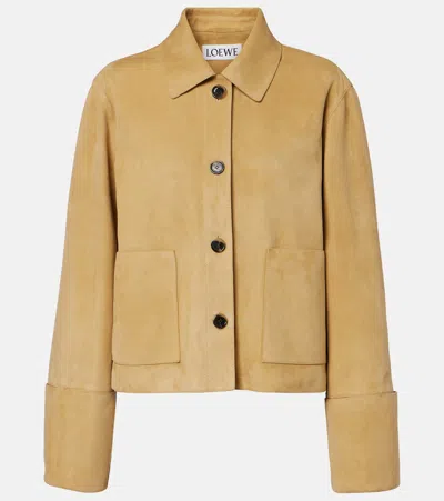 Loewe Long Sleeve Leather Jacket In Neutral