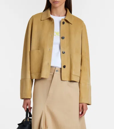 Loewe Long Sleeve Leather Jacket In Neutral