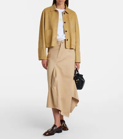 Loewe Long Sleeve Leather Jacket In Neutral