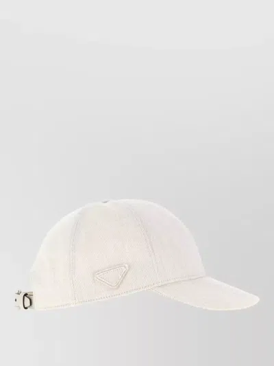 Prada White Textured Baseball Hat In White