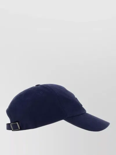 Jil Sander Navy Blue Logo Textured Baseball Hat In Blue