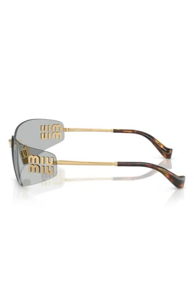 Miu Miu 75mm Oversize Rectangular Wrap Sunglasses In Gold