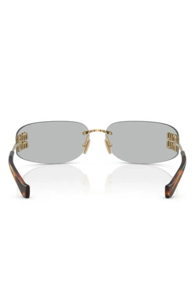Miu Miu 75mm Oversize Rectangular Wrap Sunglasses In Gold