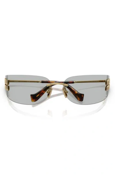 Miu Miu 75mm Oversize Rectangular Wrap Sunglasses In Gold