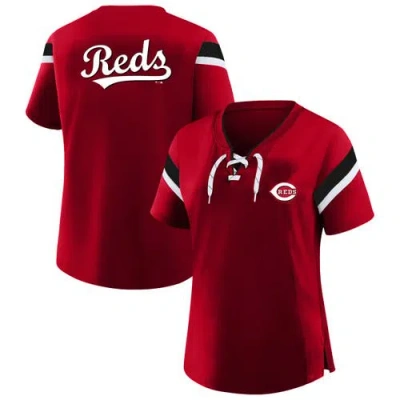 Profile Red Cincinnati Reds Lace-up T-shirt In Red