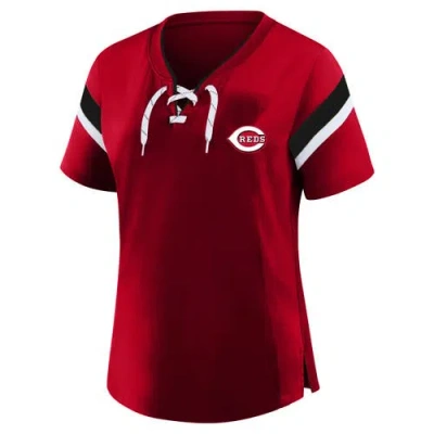 Profile Red Cincinnati Reds Lace-up T-shirt In Red