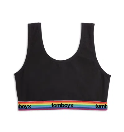 Tomboyx Essentials Soft Bra In Black Rainbow Logo