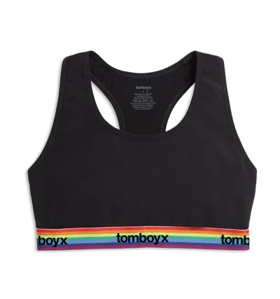 Tomboyx Racerback Soft Bra In Black Rainbow Logo