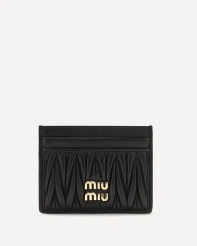 Miu Miu Mini Leather Card Case In Black