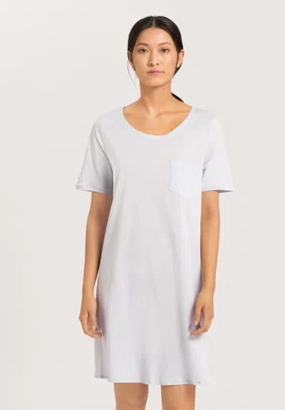 Hanro Cotton Deluxe Round Neck Cotton Nightgown In Blue