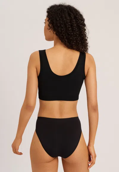 Hanro Touch Feeling Crop Top Women Black Stretch Padded Performance Jzz385 In Black