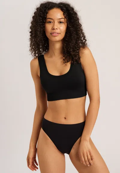 Hanro Touch Feeling Crop Top Women Black Stretch Padded Performance Jzz385 In Black