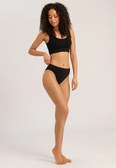 Hanro Touch Feeling Crop Top Women Black Stretch Padded Performance Jzz385 In Black