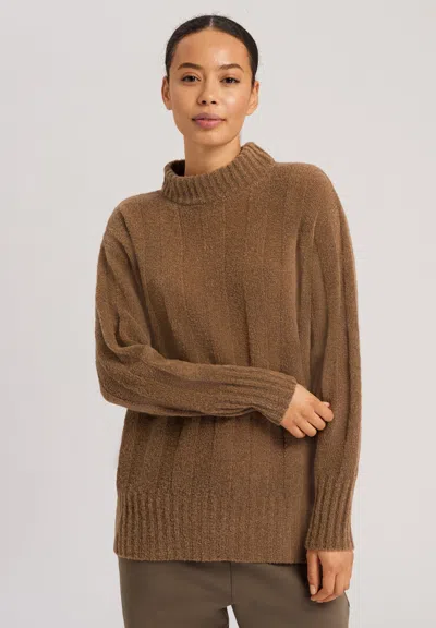 Hanro Knits Mockneck Wool Blend Pullover In Brown