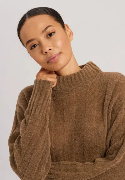 Hanro Knits Mockneck Wool Blend Pullover In Brown