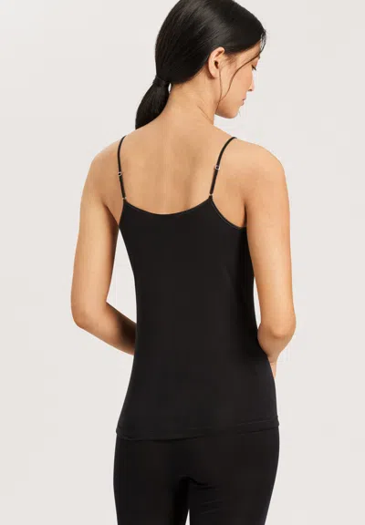 Hanro Seamless Cotton V-neck Camisole In Black