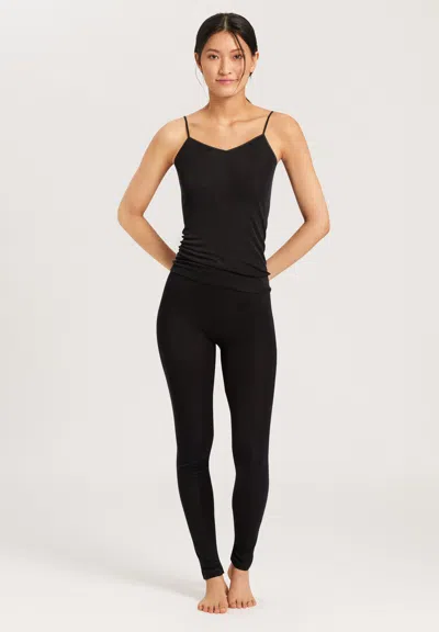 Hanro Seamless Cotton V-neck Camisole In Black