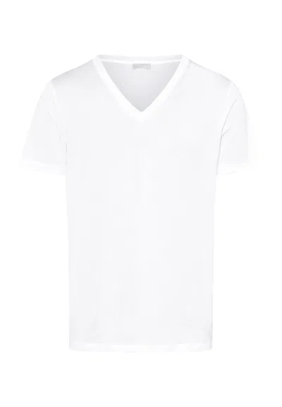 Hanro Cotton Sporty V-neck Cotton T-shirt In White