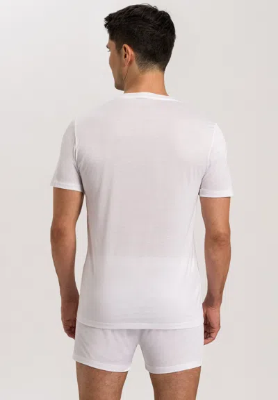 Hanro Cotton Sporty V-neck Cotton T-shirt In White