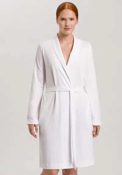 Hanro Robe Selection Shawl Collar Cotton Robe In White