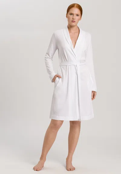 Hanro Robe Selection Shawl Collar Cotton Robe In White